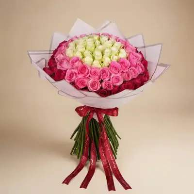 Elegance in Bloom: Pink & Ivory Rose Bouquet