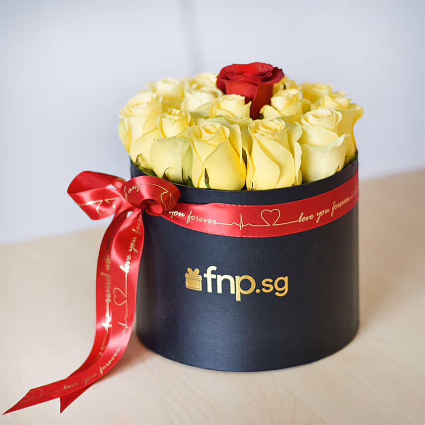 Vday Red & Yellow Roses Flower Box