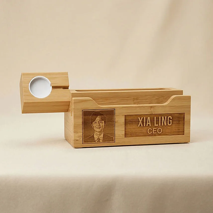 Personalised Bamboo Multi Device Charging Station