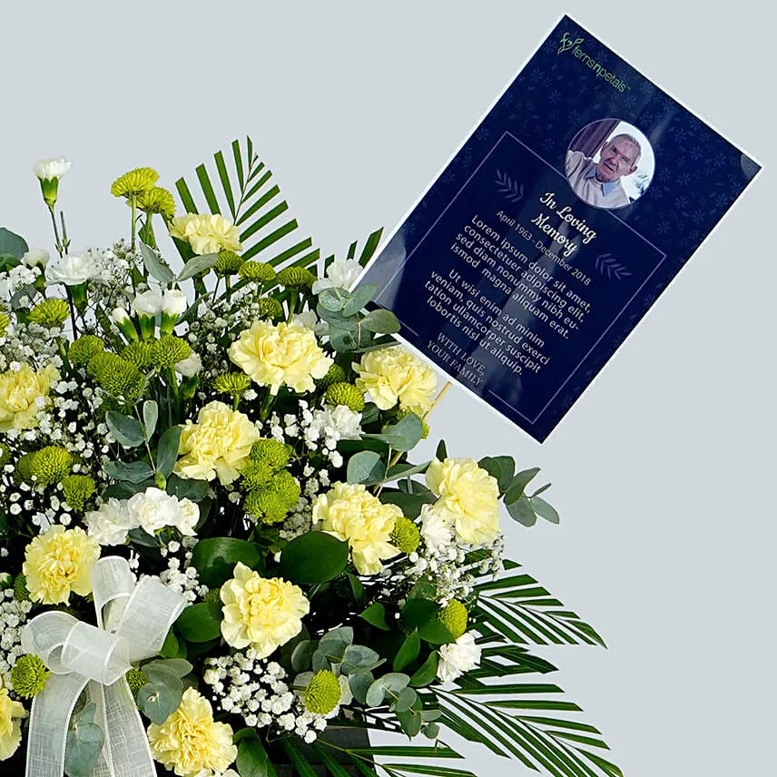 Heavy Hearted Condolence Mixed Flowers Black Stand