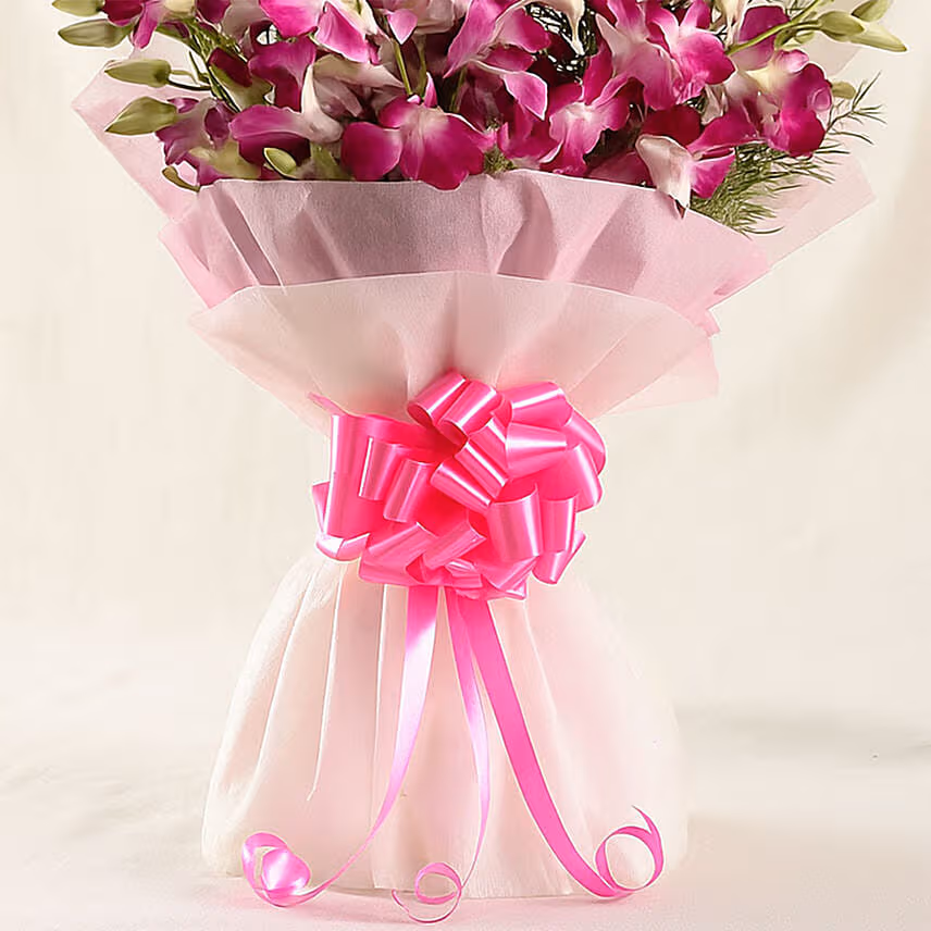 Ten Attractive Purple Orchids Bouquet