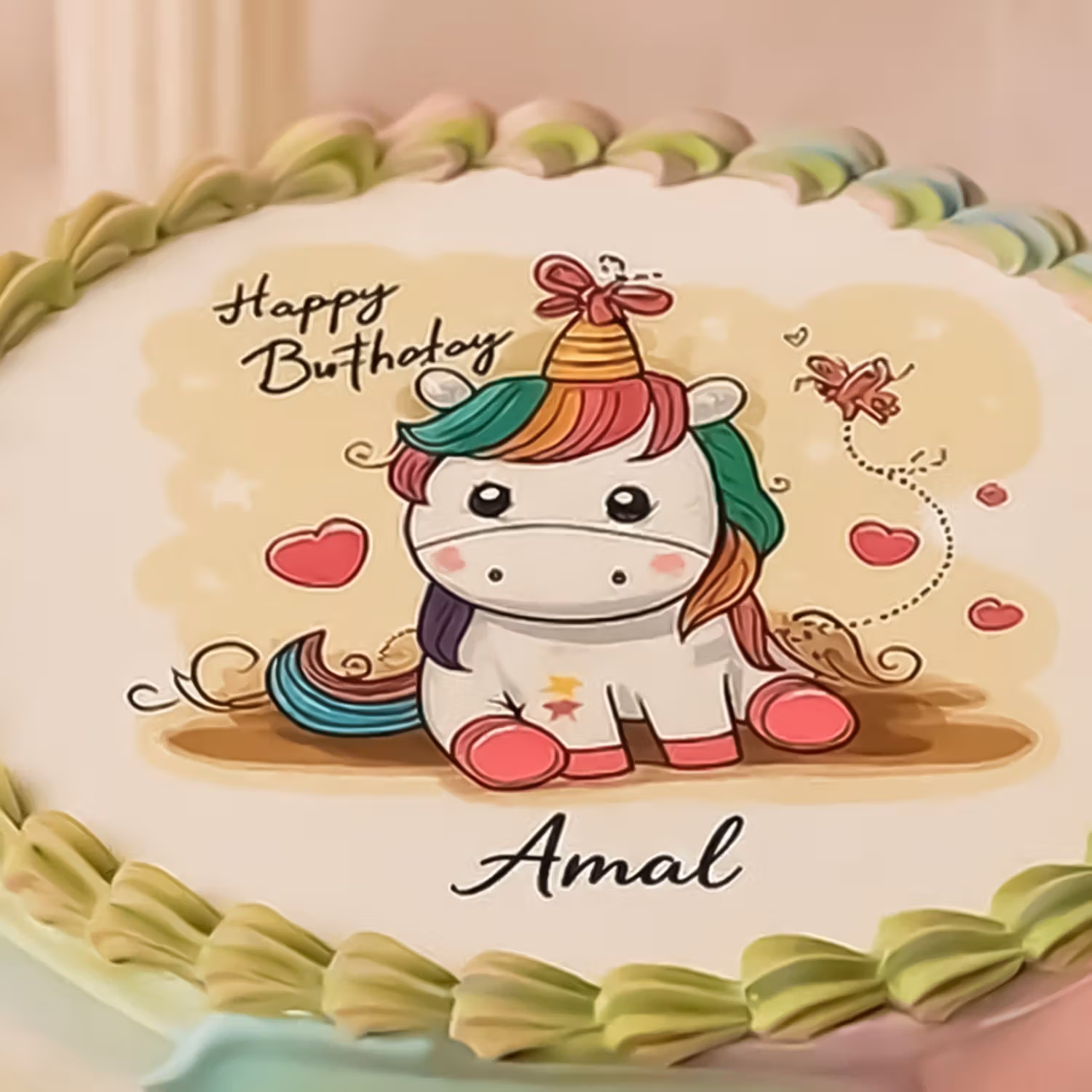 كيك عيد ميلاد اطفال | تصميم يونيكورن - 500 جرام