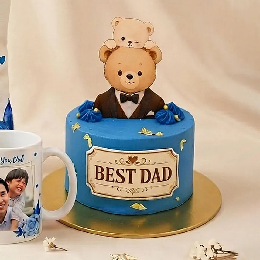 Personalised Cushion, Mug & Chocolate Cake Set for Dad