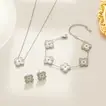 Elegant Pink & Purple Rose Bouquet with Silver Blossom Jewelry Set