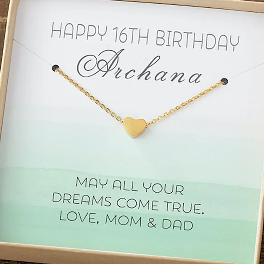 Birthday Necklace With Personalized Message Card
