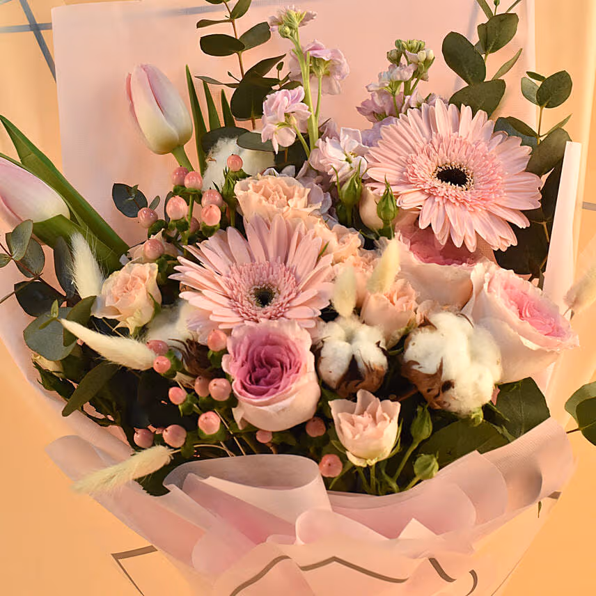 Majestic Blooms Bouquet with Chocolate Cake