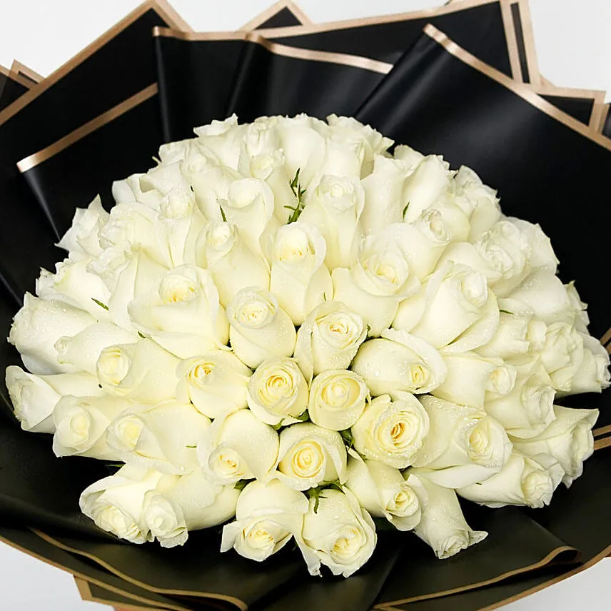 50 White Roses Beauty Bouquet