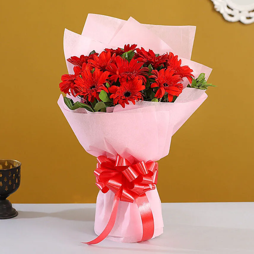 10 Ravishing Red Gerberas Bouquet