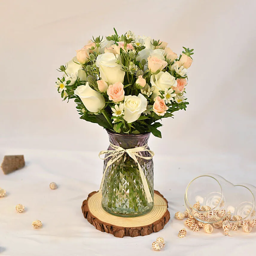 Radiant Love Medley Arrangement in Crystal Embrace Vase