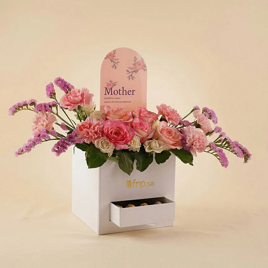 Pink Floral Gift for Mom with Sweet Surprises