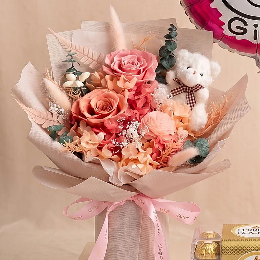 Preserved Flowers Baby Girl Congratulations Gift
