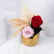 Golden Charm Preserved Rose Duo in Elegant Vase