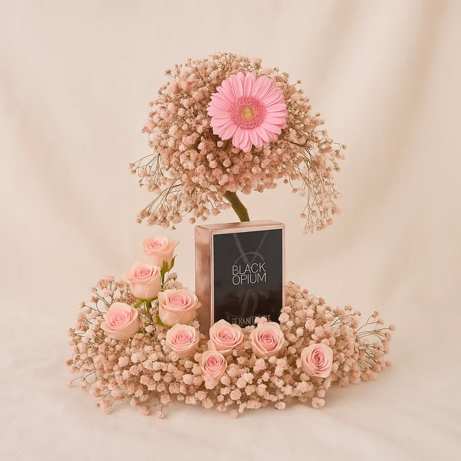 YSL Black Opium Perfume For Women With Pink Flowers
