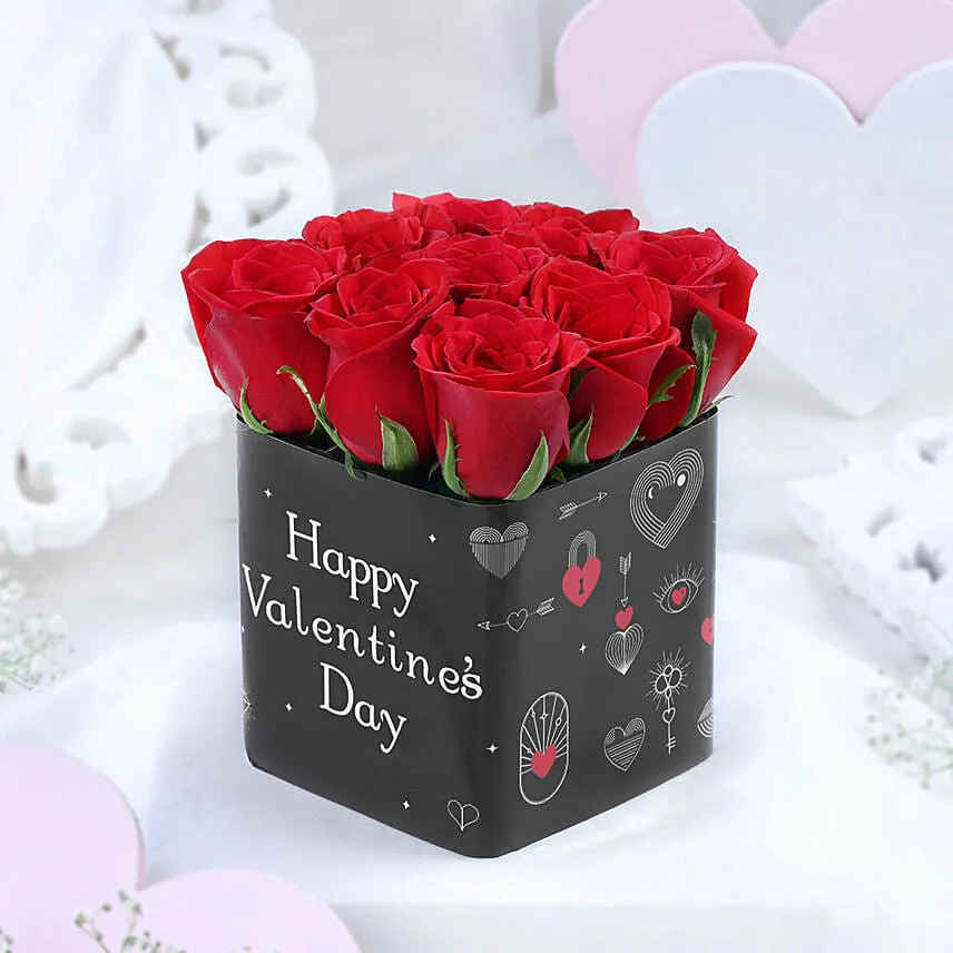 Red Rose Romance in Vase
