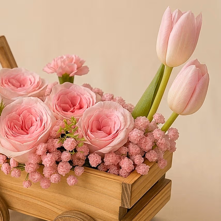 Elegant Pink Roses & Tulips