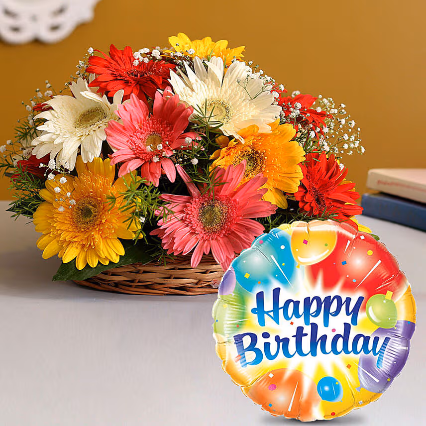Petite Floral Brilliance with Birthday Balloon