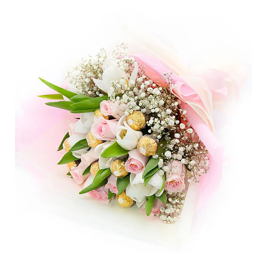 Delightful Flowers & Ferrero Rocher Bouquet
