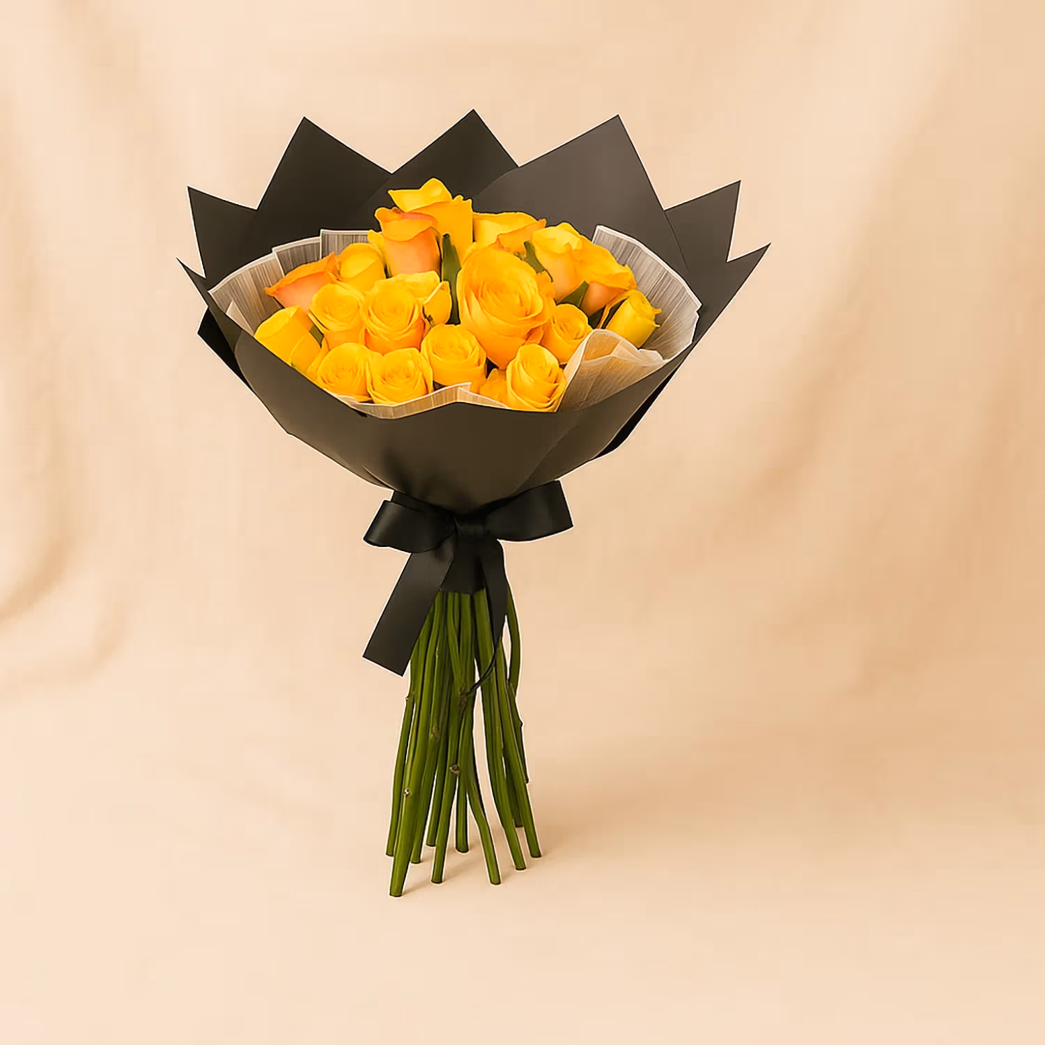 Elegant Yellow & Orange Rose Bouquet with Ferrero Rocher Chocolate Gift Set