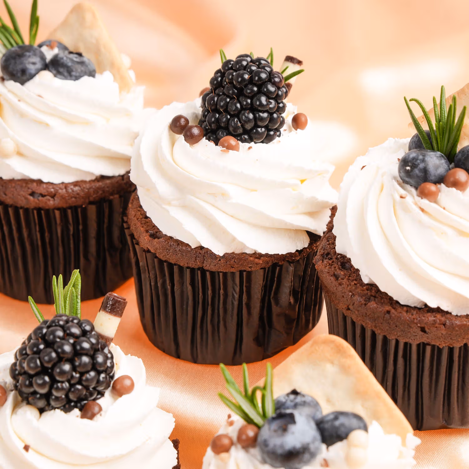 Gourmet Chocolate Cupcakes with Cream Cheese Frosting - 6 Pieces