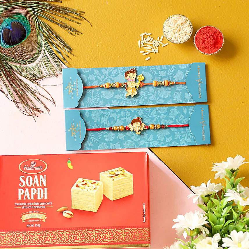 2 Devotional Kids Rakhis & Soan Papdi