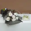Elegant White Roses Bouquet with Delicate Fruit Cake