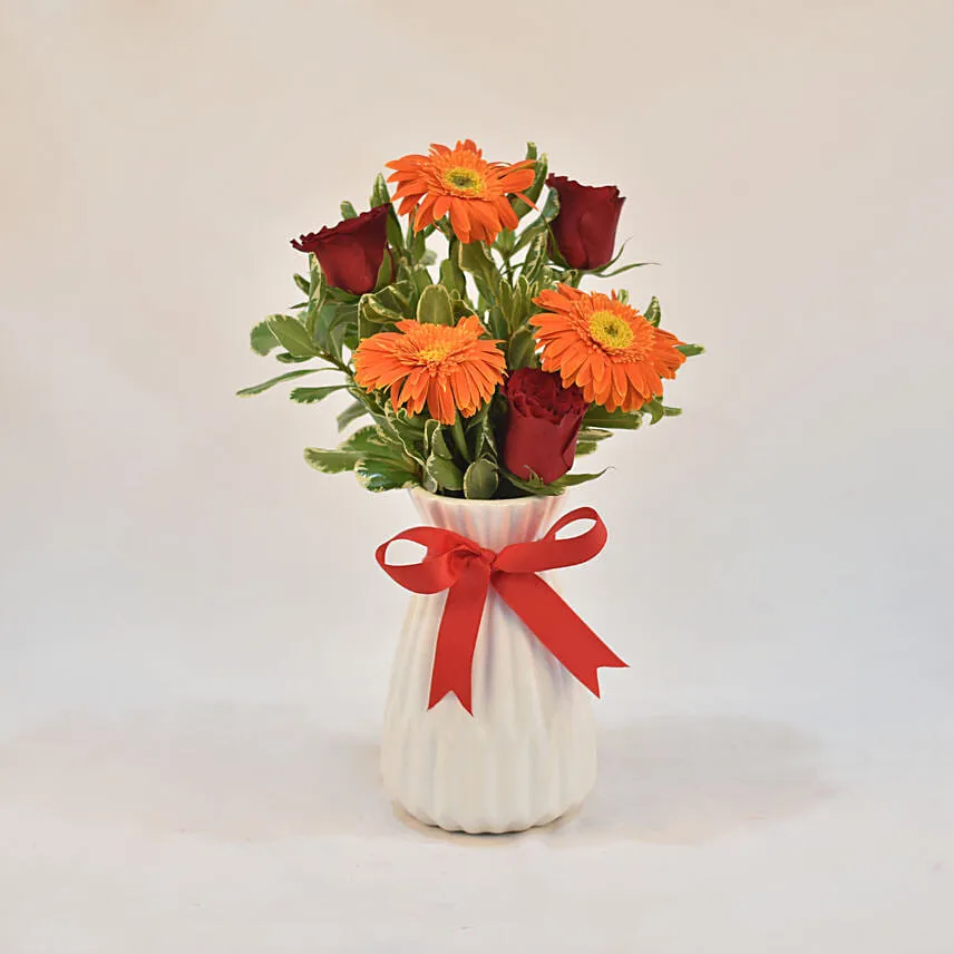 Gerbera & Roses Arrangement With Truffle Chocolate