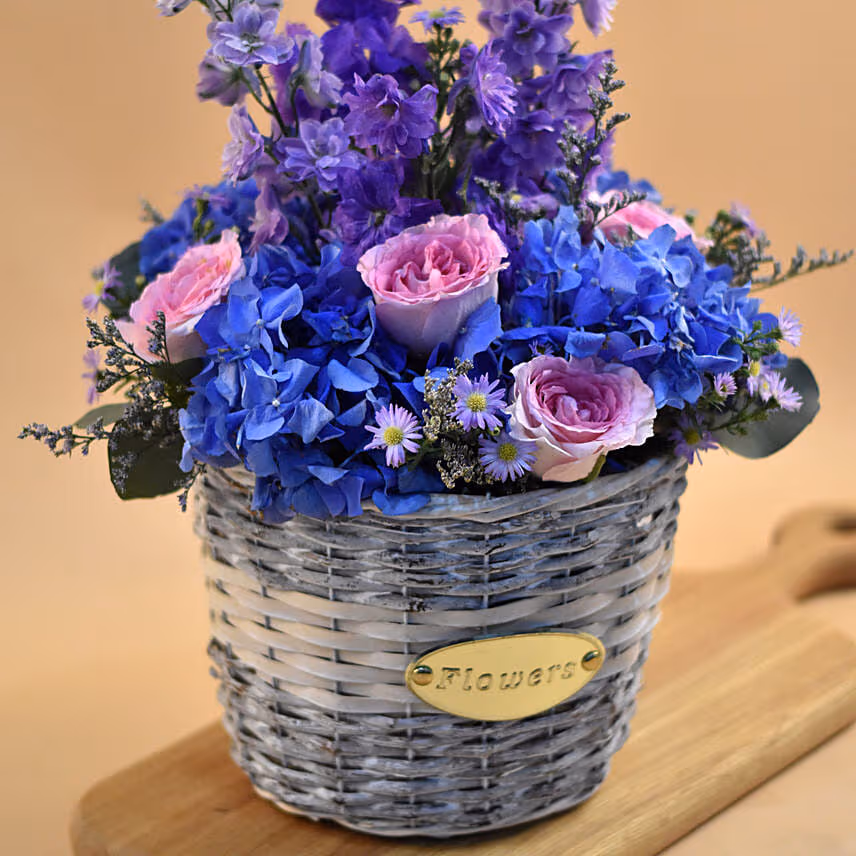 Charismatic Flowers Willow Basket