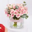 Romantic Pink Rose Arrangement with Decadent Red Velvet Cake - 500g