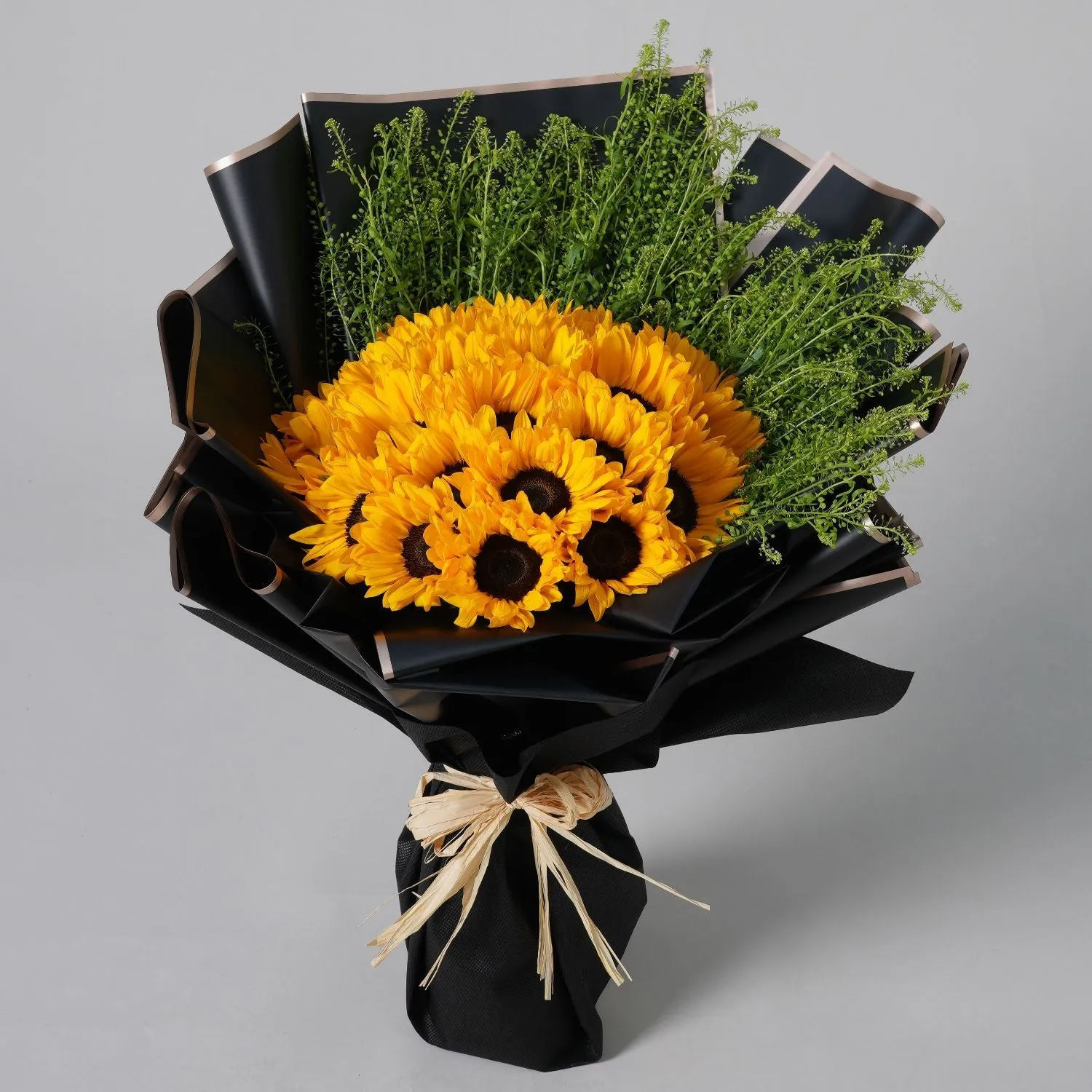 Radiant Sunshine Bouquet - A Joyful Blend of Sunflowers and Greenery