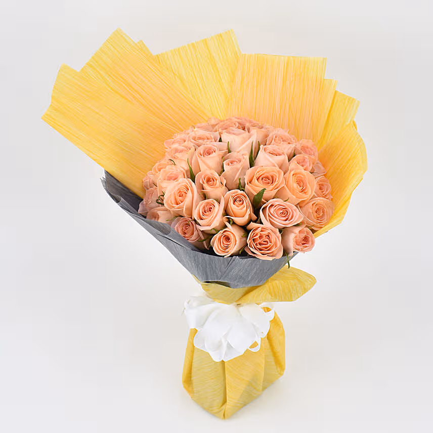 35 Peach Rose Bouquet
