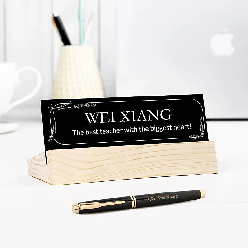 Personalised Table Name Plate with Pen For Teacher s Day