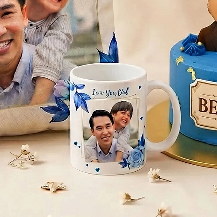 Personalised Cushion, Mug & Chocolate Cake Set for Dad