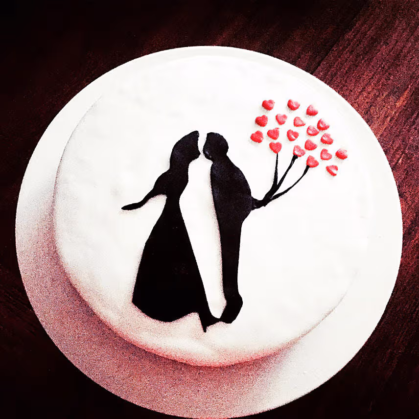 Romantic Couple Lemon Cake 8 inches Eggless