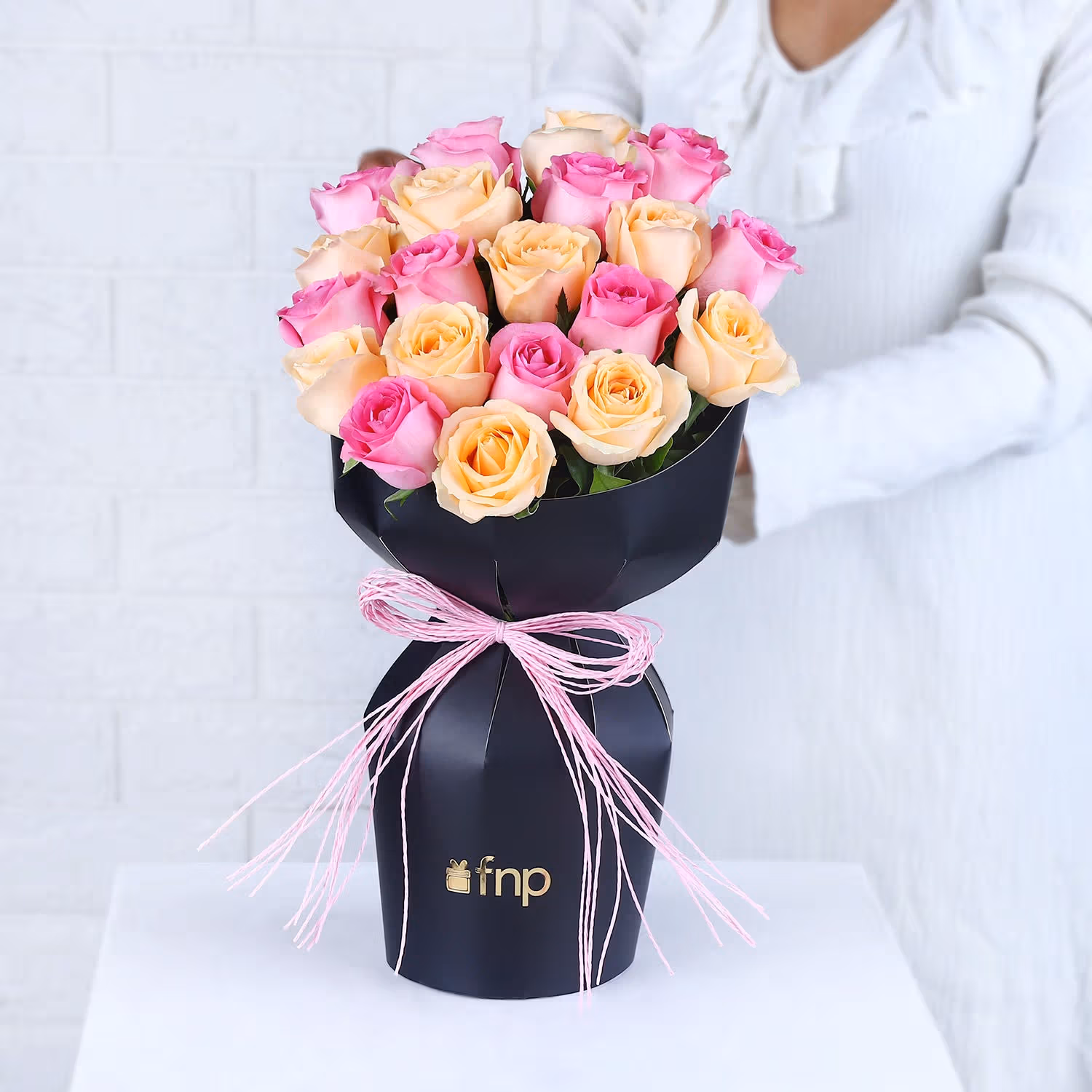 Blushing Rose Love Elegance Bouquet - Peach & Pink