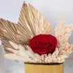 Luxurious Regal Red Forever Rose in Golden Vase