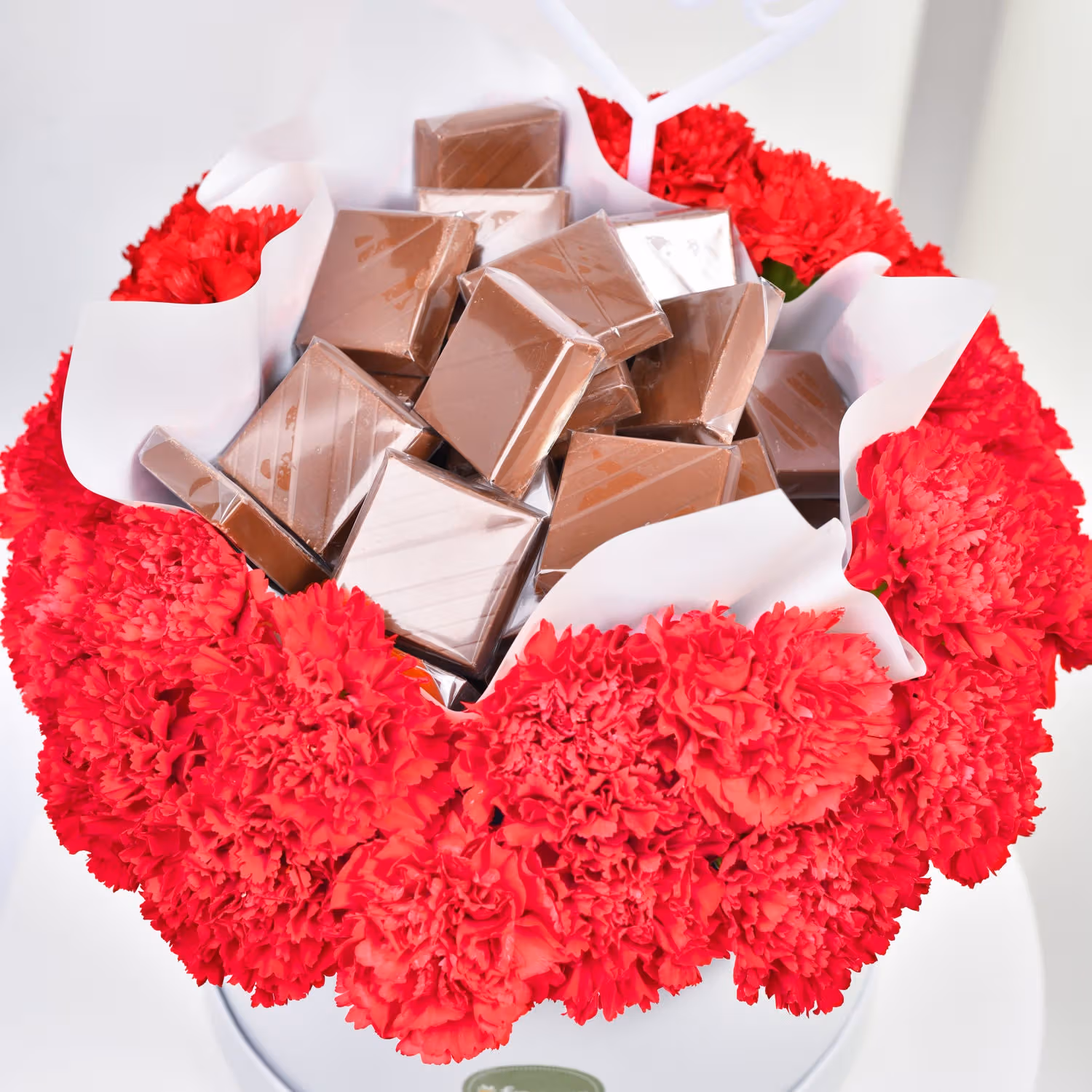 Elegant Red Carnation and Chocolate Love Box