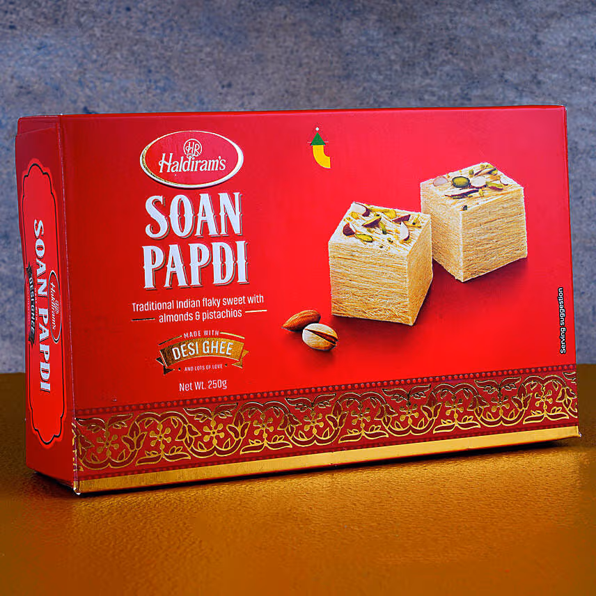 Sneh Brass Rakhi Set & Soan Papdi