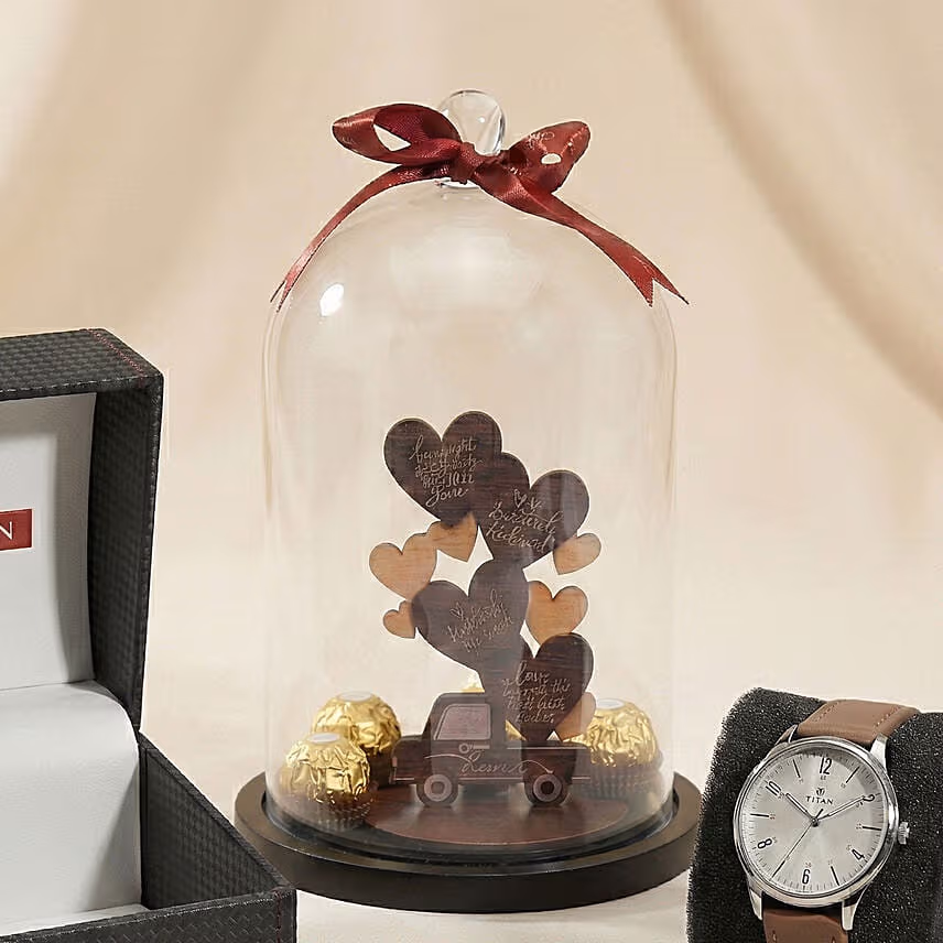 Love Journey Cutout with Watch and Rochers for Him