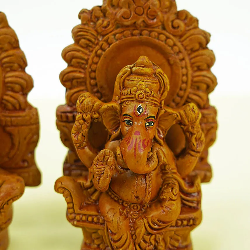 Laxmi n Ganesha Idols Brown Color