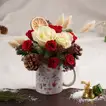 Festive Christmas Mug with Red & White Roses and Seasonal Accents
