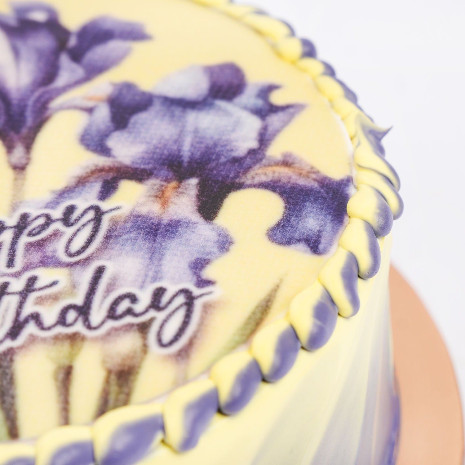 Elegant Iris Flower Chocolate Birthday Cake