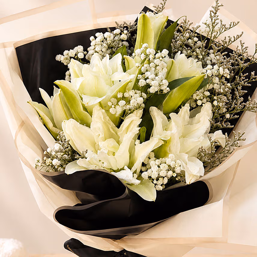 Charming White Lilies Bouquet