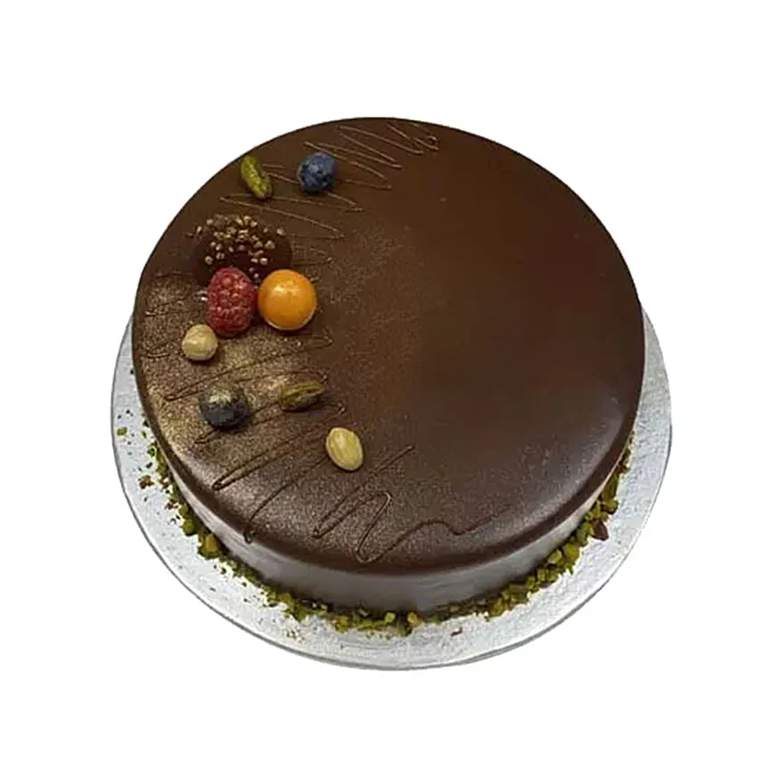 Bunch Of Sunrise Flowers With Chocolate Cake