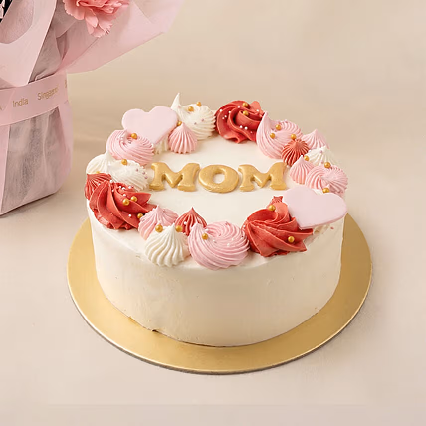 Mothers Love Pink Carnations Bouquet N Cake Combos