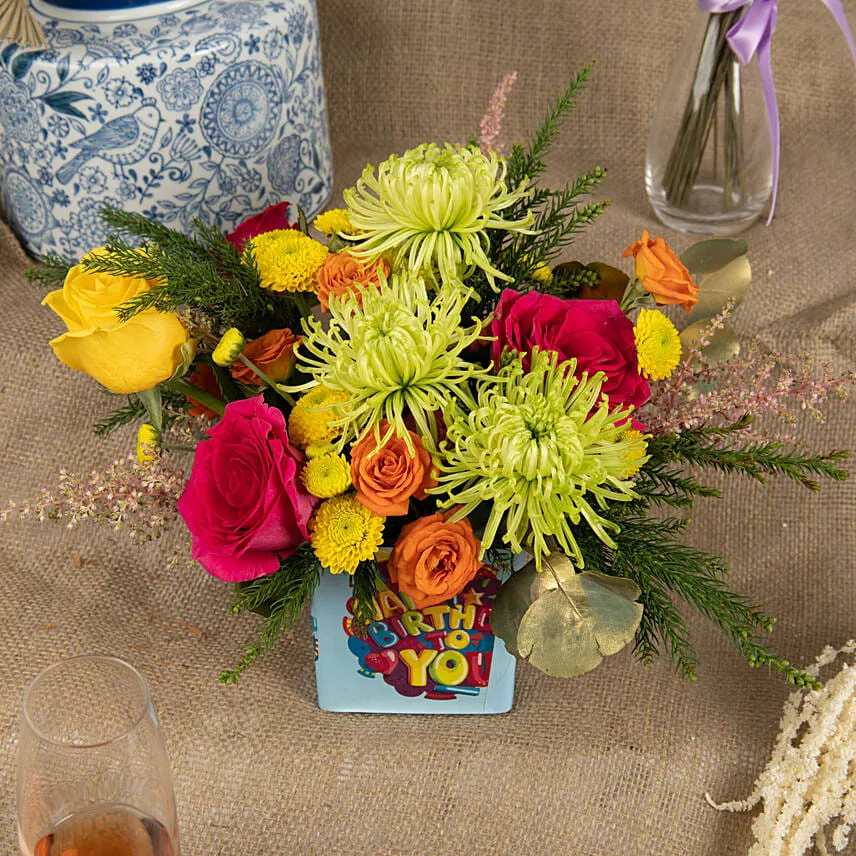 Estatic Birthday Flower Vase