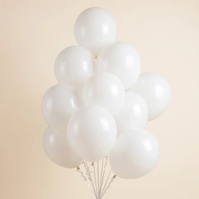 Premium White Helium Balloons - Pack of 10 for Celebrations