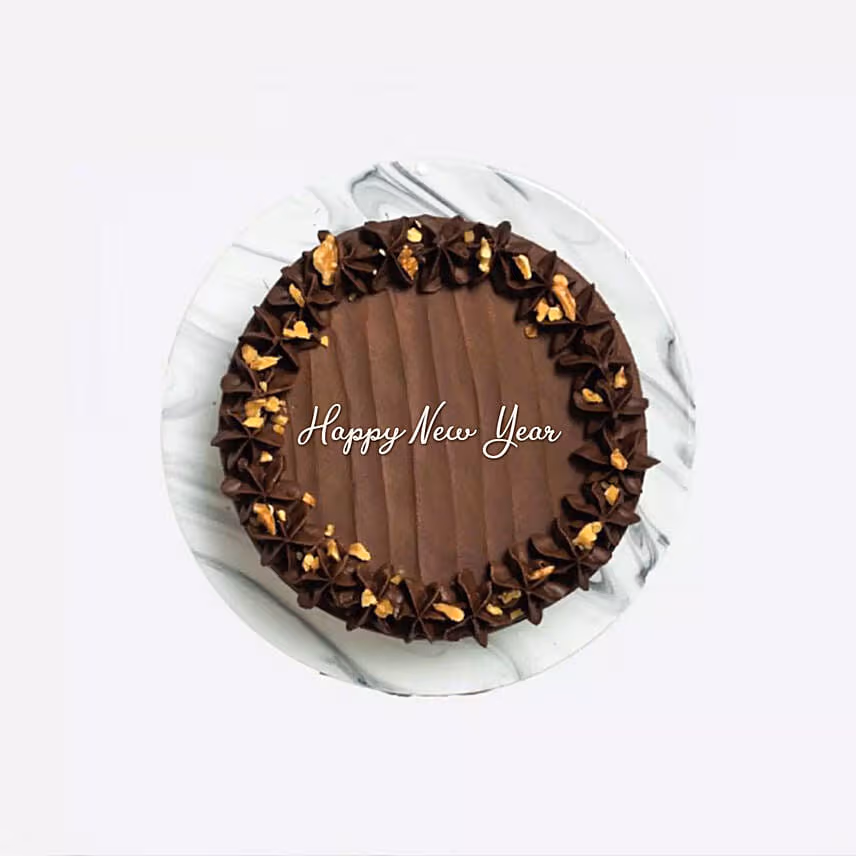 Happy New Year Crunchy Walnut Chocolate Cake