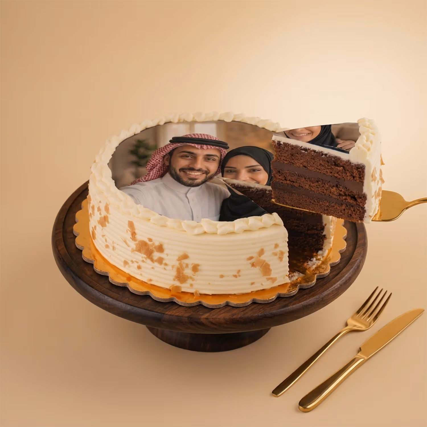 كومبو حب | بوكيه ورد أحمر و كيك بالصورة - 500 جرام