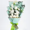 Kenooz Gift Set: Elegant White Roses Bouquet with Perfume Oil & Bakhoor