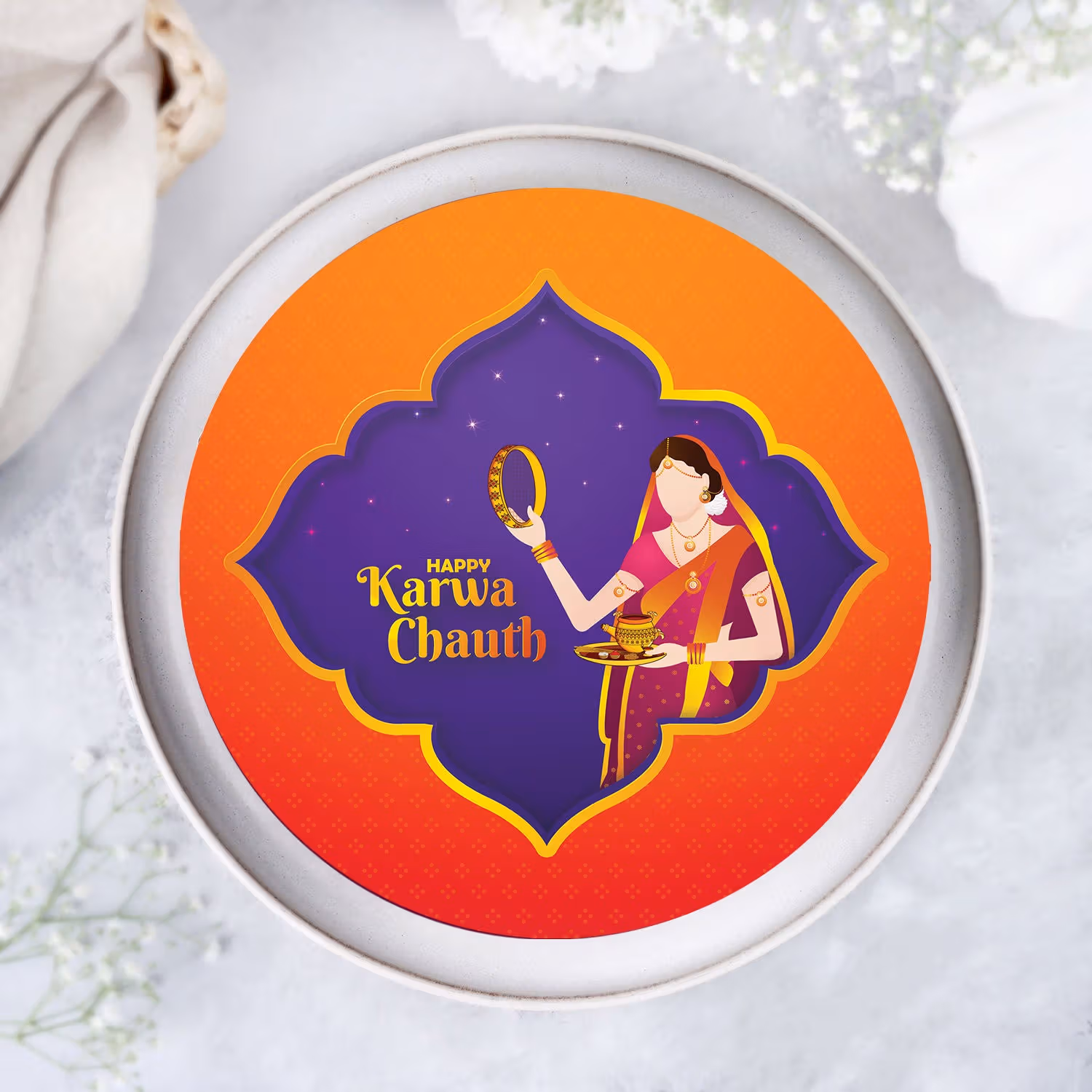 Karwa Chauth Theme Chocolate Cake Half Kg